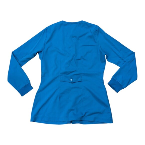 Grey's Anatomy Barco Women's Scrub Jacket Warm-Up Snap Up Galaxy Blue Sz Small - Picture 2 of 9